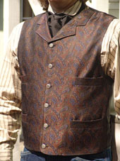Rust, Blue and Green Paisley Brocade Vest